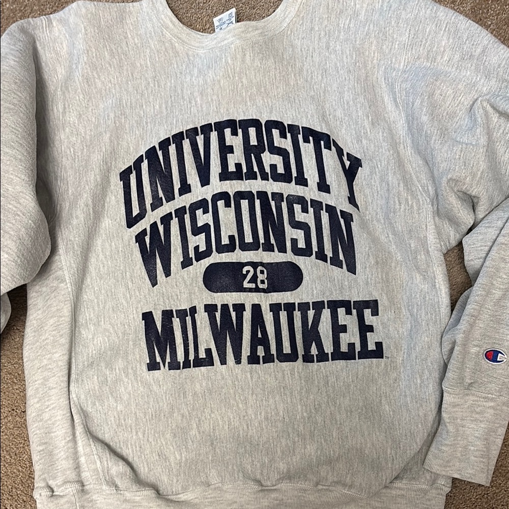 Champion Gray Sweatshirt with Navy Print